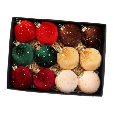 Imagem de IEUDNS Bolas de Natal de Veludo, Enfeites em Forma de Bola, 8 Cm (3,15 Polegadas), Leves E Portáteis, para Decoração de árvores de Natal E Ano, 12 Peças 6 Cores, Tamanho real