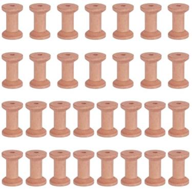 Imagem de WEBEEDY 30 carretéis de madeira vazios 5 x 3,5 cm carretéis de madeira para artesanato suporte de fita de linha de costura bobina de fio de bordado vazio para máquinas de costura, joias, corrente de