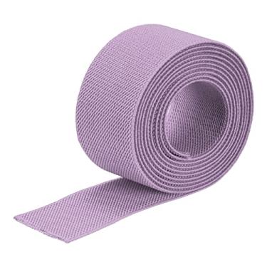 Imagem de Generic Banda elástica larga de sarja dupla face 3,8 cm (1 1/5.1 cm) plana 2 jardas trançado elástico carretel elástico alça elástica pesada roxo claro para costura, cintura