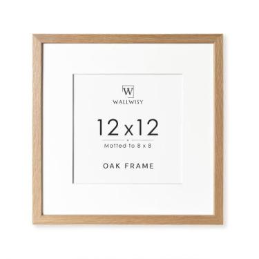 Imagem de Porta-retratos wallwisy 12x12 Moldura de carvalho com esteira de madei