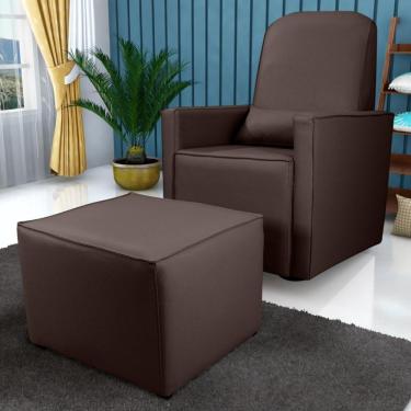 Imagem de Poltrona Para Amamentação Com Puff Ana Sintetico Marrom
