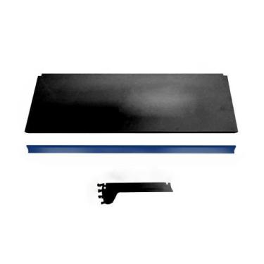 Imagem de Bandeja Prateleira Ponta 30x73 Gôndolas New Plus Preto Porta Etiqueta 