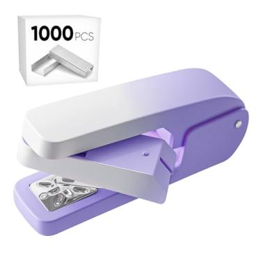 Imagem de Grampeador giratório de mesa de escritório, capacidade para 25 folhas, rotação de 360 graus, pequenos grampeadores de mesa compactos com 1000 grampos para livreto, encadernação de livros, brochuras de