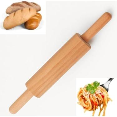 Imagem de Rolo de Massa em Madeira Tradicional 43cm para abrir Massas de Pão, Pizza Pastel e Confeitaria Utensílio de Cozinha Profissional