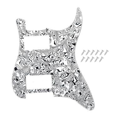 Imagem de DIAO79NI Humbucker Pro 11 Hole HH Guitar Strat Pickguard para para-lama americano/mexicano padrão Stratocaster estilo moderno, concha preta e branca, 4 camadas.