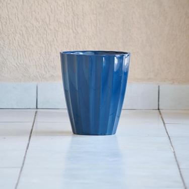 Imagem de Vaso de Plantas e Flores Decoração Sala Jardim Coluna Cacau Injetado 29x25 Liso Polido Luxo (Azul)
