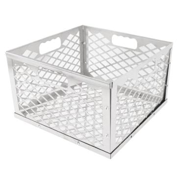 Imagem de aqxreight Cesta de Fogo de Carvão de Aço Inoxidável, Caixa de Fogo Durável Com Alça, para Acessório de Churrasco, Portátil áspero