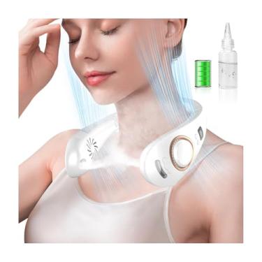 Imagem de Ventilador de pescoço recarregável, ventiladores de pescoço que sopram ar frio, ventilador de resfriamento de pescoço dobrável com tela de LED e 5 velocidades, interno e externo pendurado sem lâmina