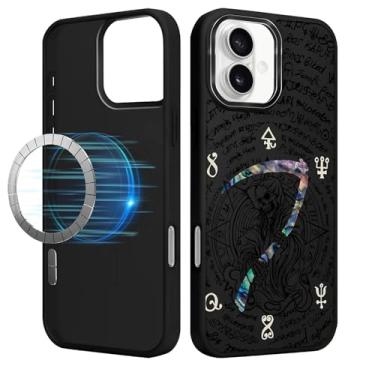 Imagem de Flivro Capa magnética para iPhone 16, compatível com Magsafe, proteção TPU de grau militar com bordas de absorção de choque, capa fina antiqueda para iPhone 16 - A foice de um esqueleto morto