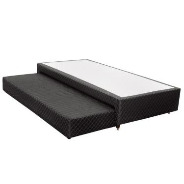 Imagem de Cama Box Base C/auxiliar Especial Mh1453 Bordado Black (96x203x32) - Herval