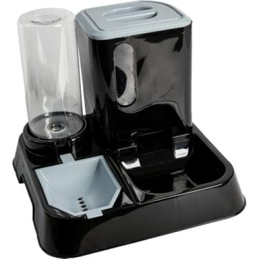 Imagem de Bebedouro，Comedouro para CãEs，Comedouros e Bebedouros AutomáTicos，Colher IncluíDa，para Facilitar os Cuidados DiáRios do Dono e Melhorar as CondiçõEs Alimentares do Animal de EstimaçãO.(Preto)