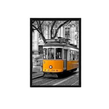 Imagem de Quadro Decorativo Fotografia Bonde Amarelo Com Vidro 24X18Cm - Quadros