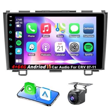 Imagem de 4G + 64G Android 15 estéreo automotivo para Honda CRV 2007-2011 com CarPlay sem fio e Andriod Auto & Mirror Link 23 cm 1280 * 720 unidade de cabeça de tela sensível ao toque 5GWIFI FM RDS câmera