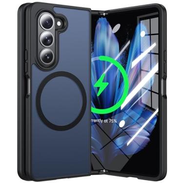 Imagem de NJROW Capa magnética para Samsung Galaxy Z Fold 5 compatível com MagSafe [carregamento rápido sem fio][anti-impressões digitais] [à prova de choque militar] [à prova de choque militar] Capa de