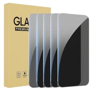 Imagem de Pacote com 5 protetores de tela de privacidade projetados para iPhone 15 Pro Max/iPhone 16 Plus 6,7 polegadas, película de vidro temperado privada anti-espião, dureza 9H, fácil de instalar, sem bolhas