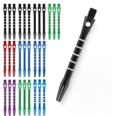 Imagem de FAIRY CORA Pacote com 30 eixos de alumínio multicoloridos para jogos de ponta de aço - Kit de substituição de rosca 2BA com anéis de vedação de borracha, 50 mm/53 mm para voos e apontador