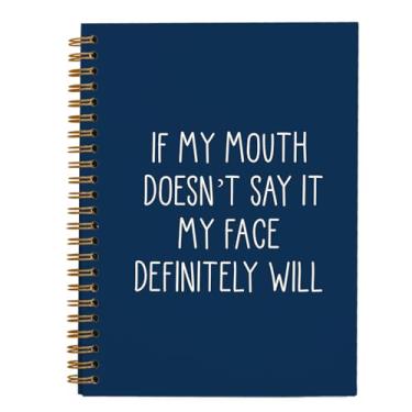 Imagem de OXW Caderno de presentes de escritório engraçados azul marinho, presentes divertidos para colega de trabalho, chefe, adultos, amigas, mulheres, homens, presente sarcástico, sarcástico, espiral, 14 x