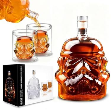 Imagem de IITaozi Conjunto de Decantador de Whiskey criativo transparente Stormtrooper com 2 copos para vinho, Brandy, Scotch, Vodka, Licor 750ml