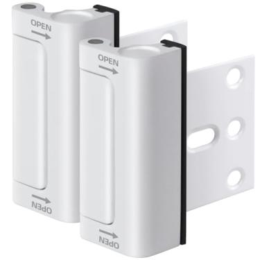 Imagem de Fechadura de porta de segurança doméstica, pacote com 2 fechaduras de reforço de porta à prova de crianças com batente de 7 cm suporta 362 kg para porta giratória superior frontal para dentro