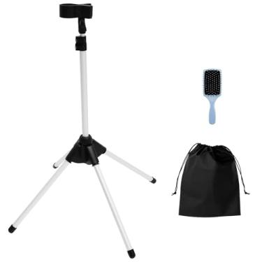 Imagem de KHZSPP Suporte para secador de cabelo, suporte de secador de cabelo ajustável de altura de 1,5 m, rotação de 180° com base pesada para secagem sem as mãos, fácil instalação, funciona com a maioria dos