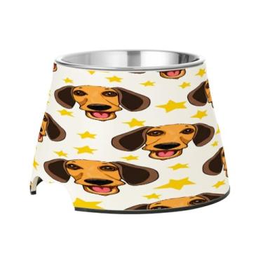 Imagem de Blueangle Tigelas elevadas para cães com aço inoxidável – Prato antiderrapante de 2,3 xícaras para animais de estimação de alta capacidade para saúde da coluna vertebral e design de cachorro fofo (243