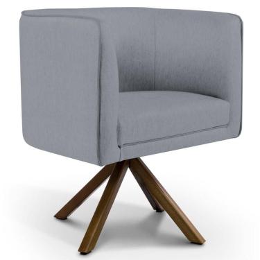 Imagem de Poltrona Decorativa Giratória Base Giromad Madeira Betina C-416 Linho Cinza Escuro - Domi