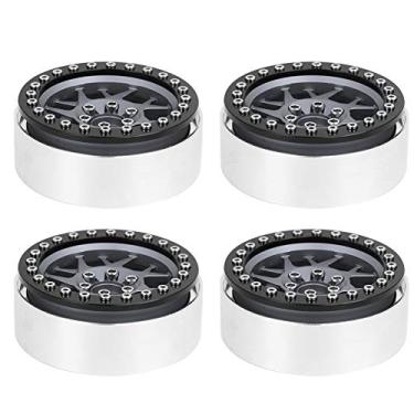 Imagem de Ainoli 4pcs 2,2 polegadas peças de atualização do cubo da roda em liga de alumínio adequadas para carro SCX10 1/10 RC (preto + titânio)