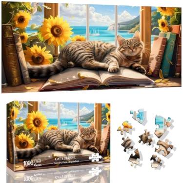 Imagem de VAIIEYO Quebra-cabeças de gato para adultos 1000, quebra-cabeças de animais, quebra-cabeças para adultos, quebra-cabeças coloridos divertidos e desafiadores, tempo para a família, ótima ideia de