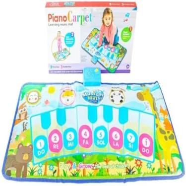 Imagem de Tapete musical, piano infantil, teclas coloridas, som divertido, brincadeira segura, brinquedo educativo, presente ideal, azulado