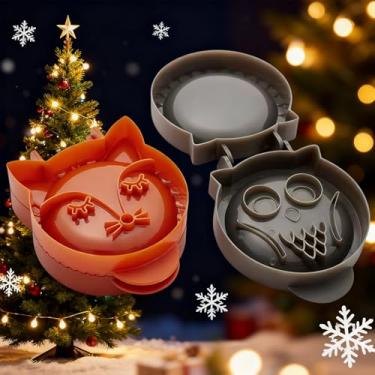 Imagem de spacemor 2 peças de mini moldes de torta de mão, forma de raposa e coruja, conjunto de torta de outono animal floresta, mini molde de biscoito de Natal para fazer confeitaria de festa (estilo 1)