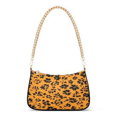 Imagem de CEBUGI Bolsas transversais femininas bolsa de ombro flores pretas bolsa clutch elegante com alça de corrente