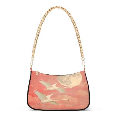 Imagem de CEBUGI Bolsas transversais femininas bolsa de ombro flamingos bolsas voadoras elegante bolsa clutch com alça de corrente