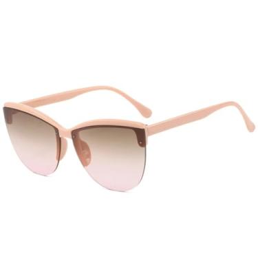 Imagem de Óculos de sol estilo gatinho, armação média, feminino, masculino, clássico, para dirigir, verão, viagem, UV400 (rosa chá rosa)