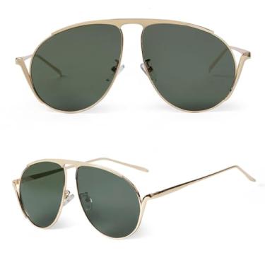 Imagem de HCHES Óculos de Sol Punk Oval Oversized Femininos de Luxo Retrô com Armação de Metal (4)