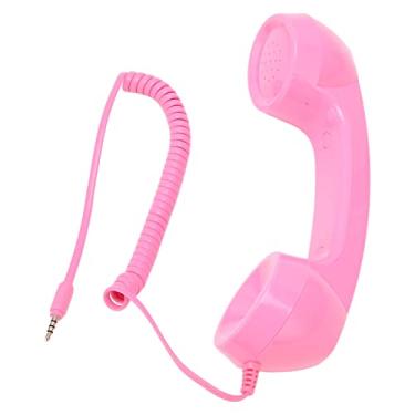 Imagem de Brrnoo Aparelho de Telefone retrô, Receptor de Telefone Celular Vintage, Alto-falante Com Microfone para Celular, Smartphone e Computadores, Fone de Ouvido de Antigo Com (Rósea)