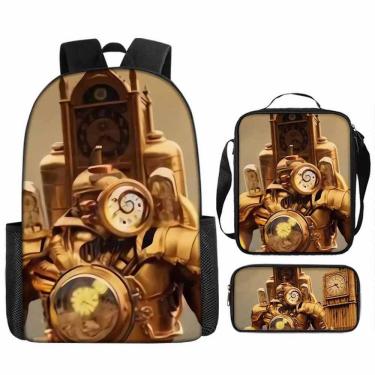 Imagem de Mochila Titans Clocks, 3 unidades/conjunto para crianças, escola, tecido Oxford