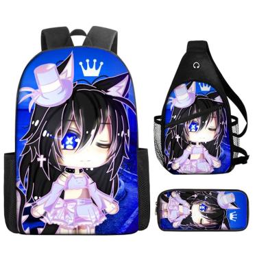 Imagem de Conjunto de mochilas Gacha Lifes Anime, 3 peças para mochila escolar infantil
