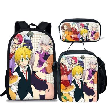 Imagem de Conjunto de mochilas escolares Sevens Deadly Sins Meliodas para crianças, 3 unidades