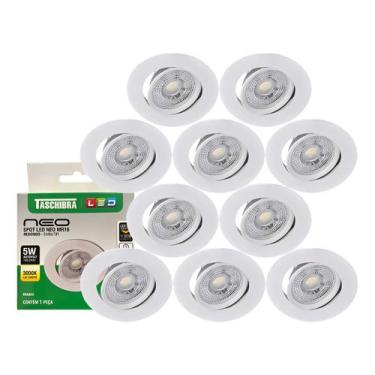 Imagem de Kit 10 Spot Led Neo Mr16 Embutir Redonda 5w Taschibra 3000k