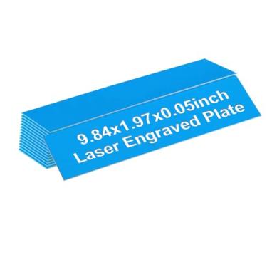 Imagem de PATIKIL Placas de nome em branco, placas de nome gravadas de 25 x 5 cm, placa de nome personalizada, placas de porta, etiquetas de mesa para escritório, sala de aula, azul celeste com letra branca, 15