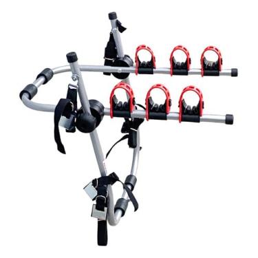 Imagem de LOBO TRUE CARD Suporte Transbike Universal para Sedan, Hatch, SUV, Transporte para 3 Bicicletas, com 6 Bases e Tiras de Fixação