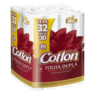Imagem de Papel Higienico Cotton Folha Dupla 30m 32 Unidades