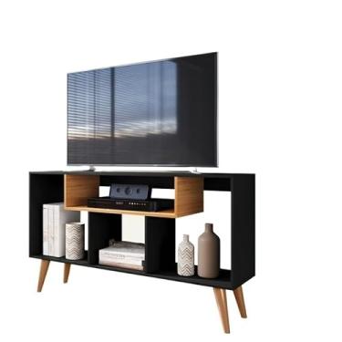 Imagem de Rack para Sala Quarto TV 43 Polegadas Retro (Preto/Nature)