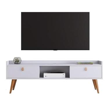 Imagem de Rack Bancada com pés 1.20 e 0.90 com 2 Portas ou 1.5 cm Moderno Parede TV Até 50Pol(1.20 cm Branco)