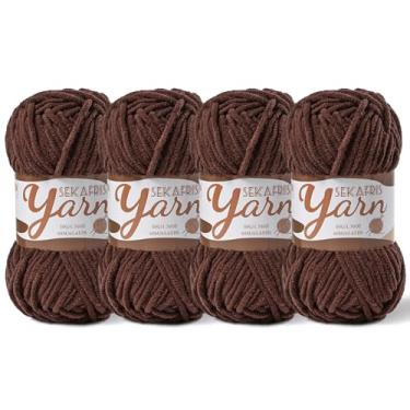 Imagem de Pacote com 4 fios de veludo fofo para crochê, cobertor de bebê para crochê macio, 200 g (262,4 jardas) fios amigurumi, fios de crochê de chenille de pelúcia, fio de quebra-cabeça para artesanato de