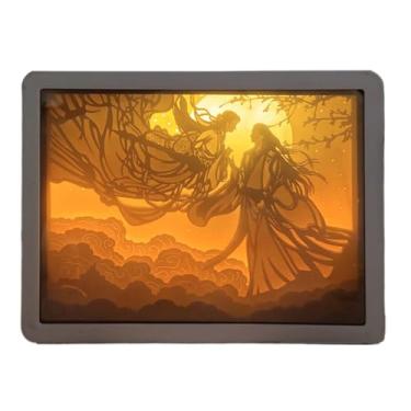 Imagem de Caixas de luz com corte de 3D, Caixa de luz com corte de 3D,Luzes Noturnas - Caixa de de, moldura de caixas de sombra, luzes LED para mesa de quarto, aniversário de crianças