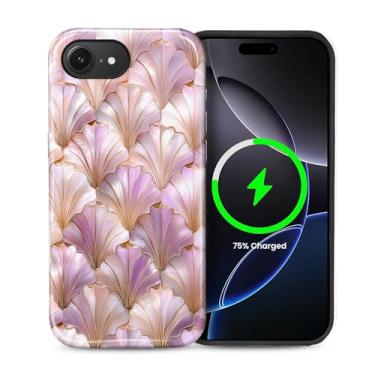 Imagem de ZHEGAILIAN Capa 2 em 1 para iPhone 16e 6,1 polegadas, compatível com MagSafe à prova de choque antiderrapante com capa de proteção total, design de impressão elegante texturizado brilhante para