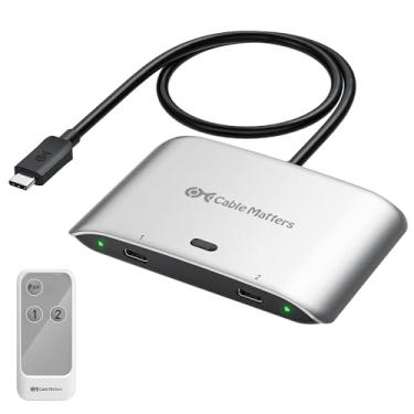 Imagem de Cable Matters Interruptor USB C de 20 Gbps para 2 computadores, suporta até 8K @30Hz no Windows, 4K @60Hz no macOS, 140W PD, para compartilhar um monitor ou base USB-C/Thunderbolt 4 (não funciona com