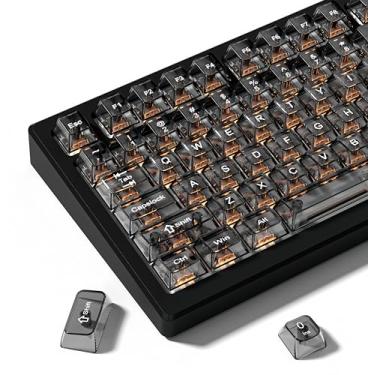 Imagem de dagaladoo Teclas de teclado pretas transparentes, 60 75 100 por cento, conjunto de tampas de chave de geleia de cristal, capas de teclas brilhosas, teclas de perfil cereja para teclado mecânico Mx