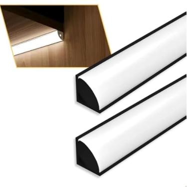 Imagem de Perfil Para Canto De Sobrepor 2m Para Moveis Marcenaria Led Preto